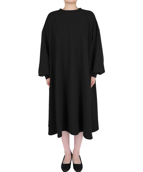 coca（coca）（コカ）の「エンボス加工バルーンスリーブAラインワンピース（ワンピース・レディース・マスタード/ワイン/ダークグリーン/ブラック/ベージュ/ブラウン/カーキ/ダークベージュ/アイボリー/ネイビー/ライトグレー・ONE SIZE/S/M）」の19枚目の写真