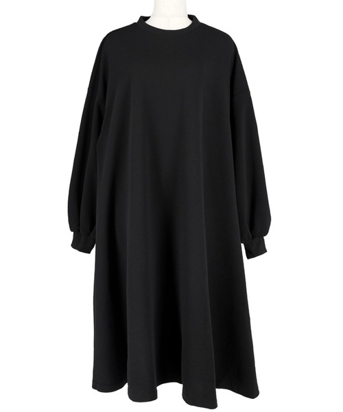 coca（coca）（コカ）の「エンボス加工バルーンスリーブAラインワンピース（ワンピース・レディース・マスタード/ワイン/ダークグリーン/ブラック/ベージュ/ブラウン/カーキ/ダークベージュ/アイボリー/ネイビー/ライトグレー・ONE SIZE/S/M）」の12枚目の写真