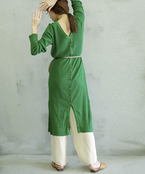 select MOCA(セレクトモカ)の「2WAYボタンニットワンピース(ワンピース・レディース・ブラック/グレー/グリーン・FREE)」の3枚目の写真