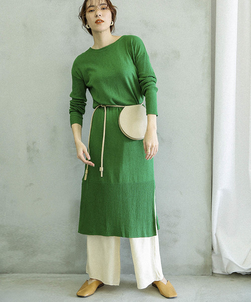 select MOCA(セレクトモカ)の「2WAYボタンニットワンピース(ワンピース・レディース・ブラック/グレー/グリーン・FREE)」の4枚目の写真