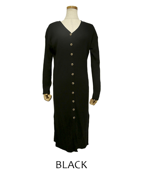 select MOCA(セレクトモカ)の「2WAYボタンニットワンピース(ワンピース・レディース・ブラック/グレー/グリーン・FREE)」の18枚目の写真