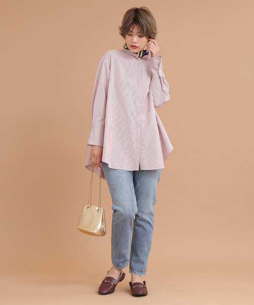 FREE'S MART（フリーズマート）の「◆スタンドカラーチュニックシャツ●（シャツ/ブラウス・レディース・ホワイト/ブラウン系その他/ブルー系その他/ベージュ/カーキ/ホワイト系その他/ブルー・FREE）」の17枚目の写真