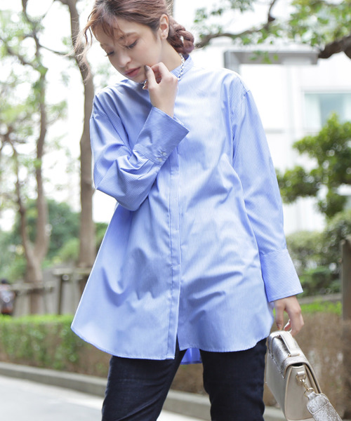 FREE'S MART（フリーズマート）の「◆スタンドカラーチュニックシャツ●（シャツ/ブラウス・レディース・ホワイト/ブラウン系その他/ブルー系その他/ベージュ/カーキ/ホワイト系その他/ブルー・FREE）」の13枚目の写真