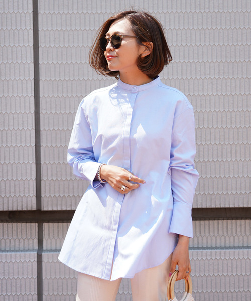 FREE'S MART（フリーズマート）の「◆スタンドカラーチュニックシャツ●（シャツ/ブラウス・レディース・ホワイト/ブラウン系その他/ブルー系その他/ベージュ/カーキ/ホワイト系その他/ブルー・FREE）」の6枚目の写真