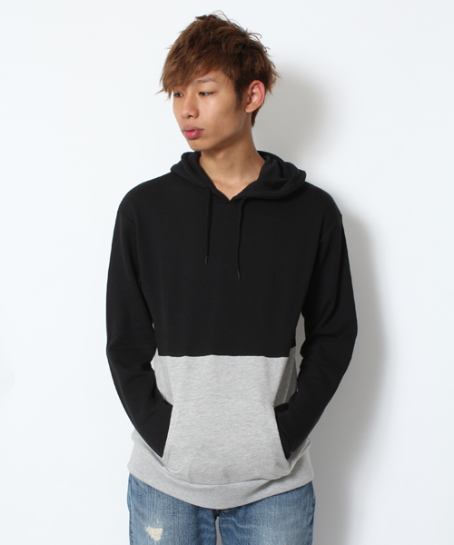 WEGO(ウィゴー)の「WEGO/バイカラープルパーカー(パーカー・メンズ・ホワイト/杢グレー/ブルー・MEDIUM/LARGE)」の3枚目の写真