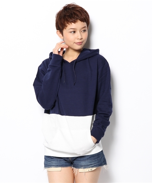 WEGO(ウィゴー)の「WEGO/バイカラープルパーカー(パーカー・メンズ・ホワイト/杢グレー/ブルー・MEDIUM/LARGE)」の11枚目の写真