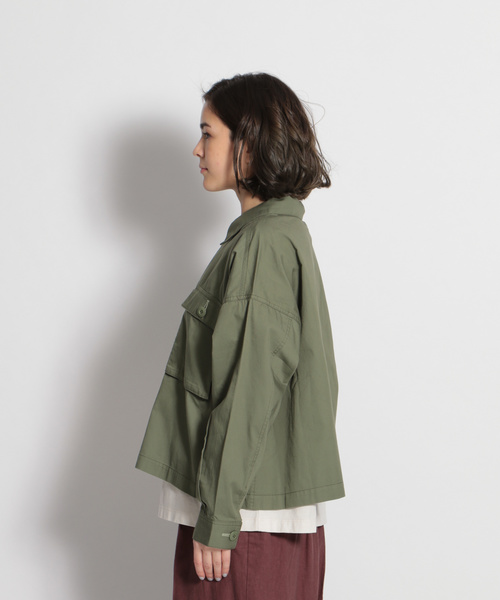 niko and...（ニコアンド）の「ビッグポケットワークジャケット（ミリタリージャケット・レディース・ブラック/カーキ/ベージュ・MEDIUM/LARGE）」の12枚目の写真