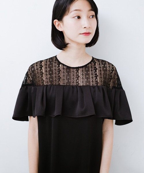セール 結婚式くらい華やかに見せたっていいじゃない レース切り替えの大人フリルワンピース ワンピース Haco ハコ のファッション