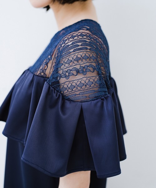 セール 結婚式くらい華やかに見せたっていいじゃない レース切り替えの大人フリルワンピース ワンピース Haco ハコ のファッション