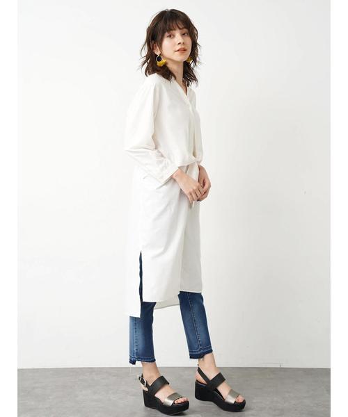 Editt by YECCA VECCA（エディットバイイェッカヴェッカ）の「裾カットオフデニムパンツ 〇（デニムパンツ・レディース・ホワイト/インディゴブルー/ライトインディゴブルー・S/M）」の7枚目の写真