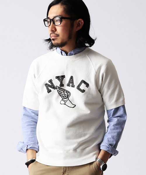 BEAMS（ビームス）の「○CHESWICK×BEAMS / 別注 ラグラン S/S SWEAT（スウェット・メンズ・オフホワイト/ネイビー/イエロー・SMALL/LARGE/MEDIUM）」の2枚目の写真