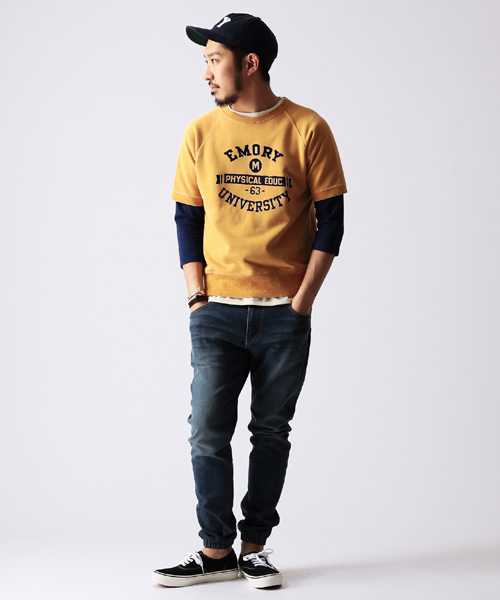 BEAMS（ビームス）の「○CHESWICK×BEAMS / 別注 ラグラン S/S SWEAT（スウェット・メンズ・オフホワイト/ネイビー/イエロー・SMALL/LARGE/MEDIUM）」の17枚目の写真