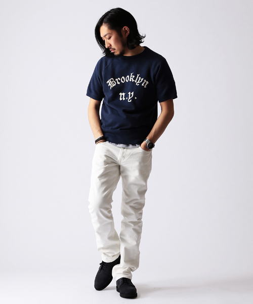 BEAMS（ビームス）の「○CHESWICK×BEAMS / 別注 ラグラン S/S SWEAT（スウェット・メンズ・オフホワイト/ネイビー/イエロー・SMALL/LARGE/MEDIUM）」の7枚目の写真