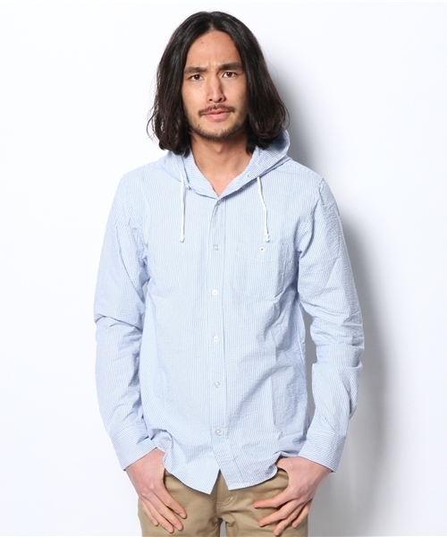 WEGO(ウィゴー)の「WEGO/フーデッドシャツ(シャツ/ブラウス・メンズ・ワイン/ホワイト/ブルー/ブルー系その他・LARGE/MEDIUM)」の4枚目の写真