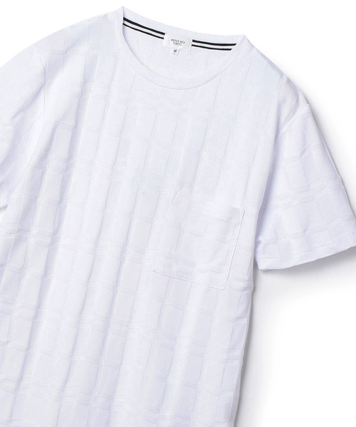 MEN'S BIGI(メンズビギ)の「チェック柄リンクスジャガードカットソー(Tシャツ/カットソー・メンズ・ホワイト/ブルー・S/M/L)」の1枚目の写真