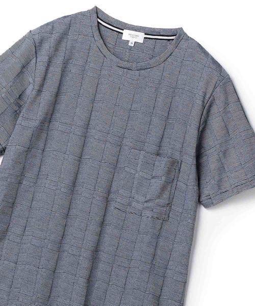MEN'S BIGI(メンズビギ)の「チェック柄リンクスジャガードカットソー(Tシャツ/カットソー・メンズ・ホワイト/ブルー・S/M/L)」の2枚目の写真