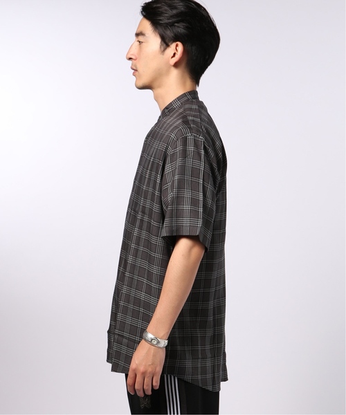 EDIFICE（エディフィス）の「レーヨンテンセル チェック バンドカラー ショートスリーブ シャツ（シャツ/ブラウス・メンズ・チャコールグレー/ブラウン・SMALL/MEDIUM/LARGE）」の15枚目の写真