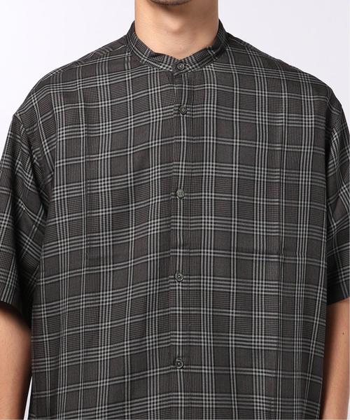 EDIFICE（エディフィス）の「レーヨンテンセル チェック バンドカラー ショートスリーブ シャツ（シャツ/ブラウス・メンズ・チャコールグレー/ブラウン・SMALL/MEDIUM/LARGE）」の9枚目の写真