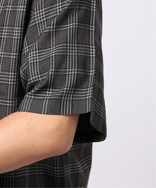 EDIFICE（エディフィス）の「レーヨンテンセル チェック バンドカラー ショートスリーブ シャツ（シャツ/ブラウス・メンズ・チャコールグレー/ブラウン・SMALL/MEDIUM/LARGE）」の6枚目の写真