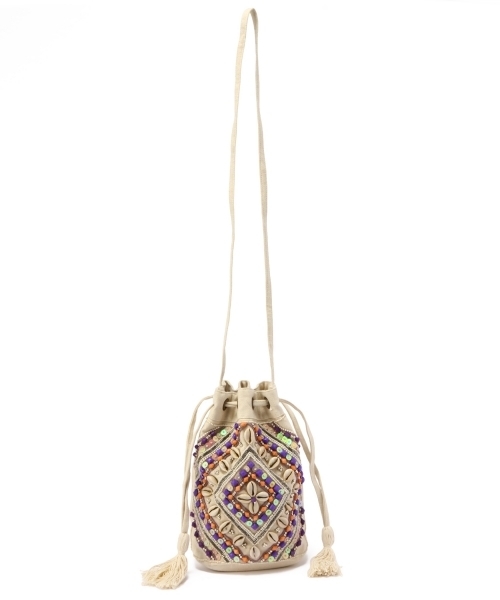 Another Edition（アナザーエディション）の「Anisha BEADS キンチャク PCT（ショルダーバッグ・レディース・オフホワイト/グレー・フリー）」の5枚目の写真