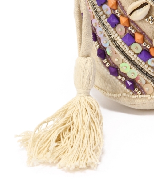 Another Edition（アナザーエディション）の「Anisha BEADS キンチャク PCT（ショルダーバッグ・レディース・オフホワイト/グレー・フリー）」の10枚目の写真