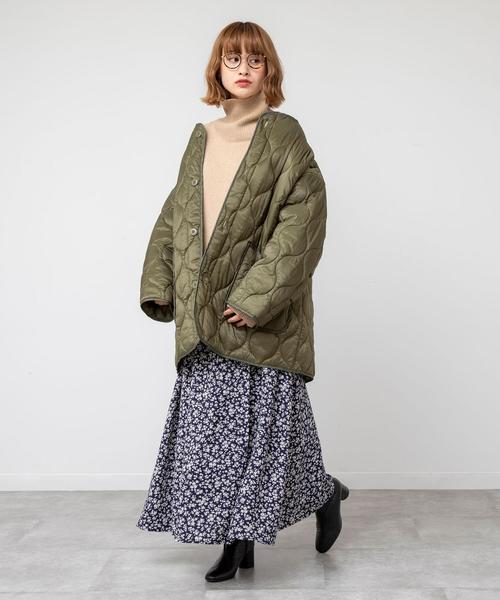 coen(コーエン)の「キルティングビッグジャケット(コート/アウター/中綿)(ノーカラージャケット・レディース・ベージュ/ブラック/カーキ・FREE)」の22枚目の写真