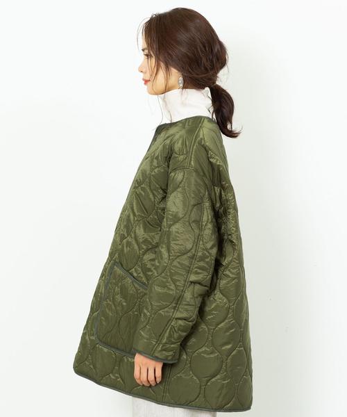 coen(コーエン)の「キルティングビッグジャケット(コート/アウター/中綿)(ノーカラージャケット・レディース・ベージュ/ブラック/カーキ・FREE)」の19枚目の写真