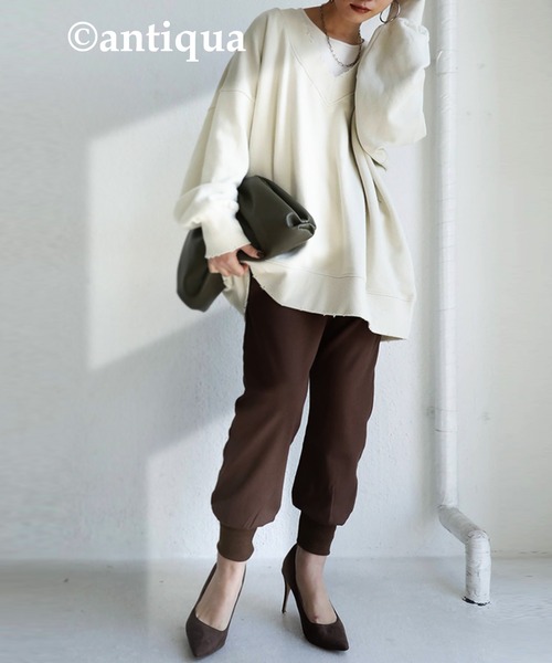 antiqua（アンティカ）の「裾リブテーパードパンツ（その他パンツ・レディース・ブラック/ブラウン系その他/グレー/ベージュ・S/M/L）」の19枚目の写真