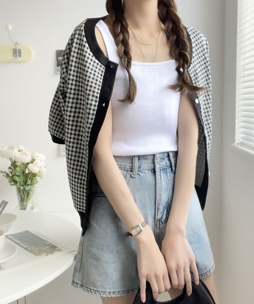 classicalelf（クラシカルエルフ）の「ランダムリブ スクエア無地2wayタンクトップ（袖なし）（タンクトップ・レディース・ホワイト/ブラック/ベージュ/ブラウン/チャコール/グレイッシュベージュ/パープル/オレンジ/グリーン/グレー系その他・MEDIUM/LARGE/X-LARGE/XX-LARGE/SMALL）」の12枚目の写真