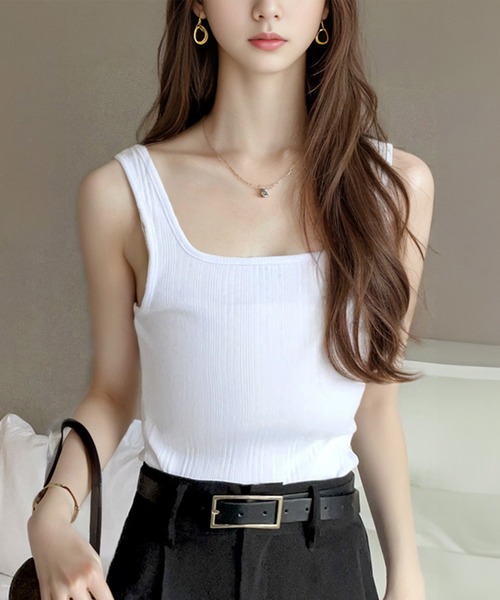 classicalelf（クラシカルエルフ）の「ランダムリブ スクエア無地2wayタンクトップ（袖なし）（タンクトップ・レディース・ホワイト/ブラック/ベージュ/ブラウン/チャコール/グレイッシュベージュ/パープル/オレンジ/グリーン/グレー系その他・MEDIUM/LARGE/X-LARGE/XX-LARGE/SMALL）」の16枚目の写真