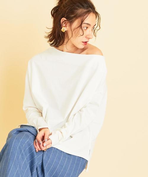 BEAUTY&YOUTH UNITED ARROWS（ビューティーアンドユースユナイテッドアローズ）の「BY∴ ボートネックロングスリーブカットソーо（Tシャツ/カットソー・レディース・オフホワイト/コバルトブルー/ベージュ・FREE）」の8枚目の写真