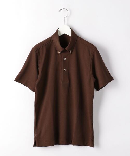 green label relaxing（グリーンレーベルリラクシング）の「ET D/C バーズアイ ボタンダウン SS ポロシャツ ＜ 機能性生地 / 吸水速乾・抗菌 ＞（ポロシャツ・メンズ・コバルトブルー/ホワイト/ライトブルー/レッド/ダークグレー/ネイビー/ダークブラウン・M/S/XL/L）」の4枚目の写真