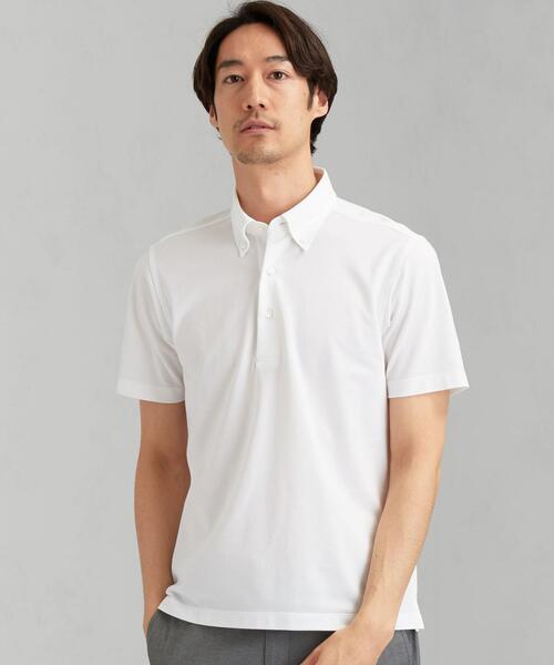 green label relaxing（グリーンレーベルリラクシング）の「ET D/C バーズアイ ボタンダウン SS ポロシャツ ＜ 機能性生地 / 吸水速乾・抗菌 ＞（ポロシャツ・メンズ・コバルトブルー/ホワイト/ライトブルー/レッド/ダークグレー/ネイビー/ダークブラウン・M/S/XL/L）」の2枚目の写真