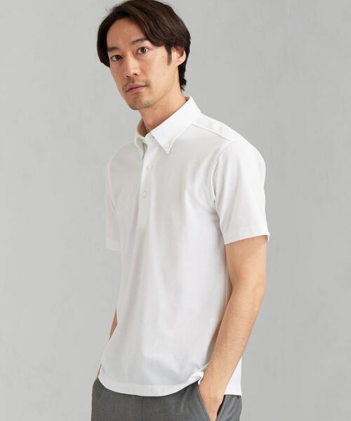 green label relaxing（グリーンレーベルリラクシング）の「ET D/C バーズアイ ボタンダウン SS ポロシャツ ＜ 機能性生地 / 吸水速乾・抗菌 ＞（ポロシャツ・メンズ・コバルトブルー/ホワイト/ライトブルー/レッド/ダークグレー/ネイビー/ダークブラウン・M/S/XL/L）」の13枚目の写真