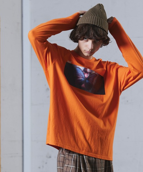 act'm(アクトム)の「act'm オーバーサイズ バタフライプリント 長袖 カットソー(Tシャツ/カットソー・メンズ・ホワイト/ブラック/オレンジ・1/2/3)」の15枚目の写真