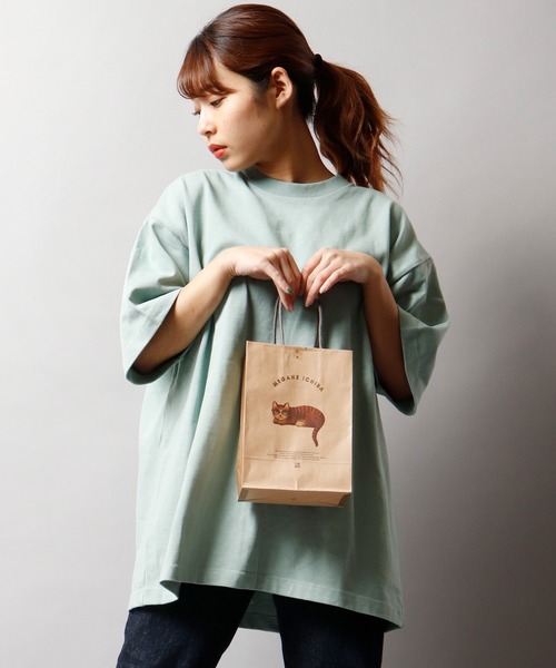 POWER TO THE PEOPLE(パワートゥーザピープル)の「POWER TO THE PEOPLE ビッグシルエット 天竺 無地半袖Tシャツ(Tシャツ/カットソー・メンズ・パープル/ミント/オフホワイト/チャコールグレー/ベージュ・M/L)」の19枚目の写真