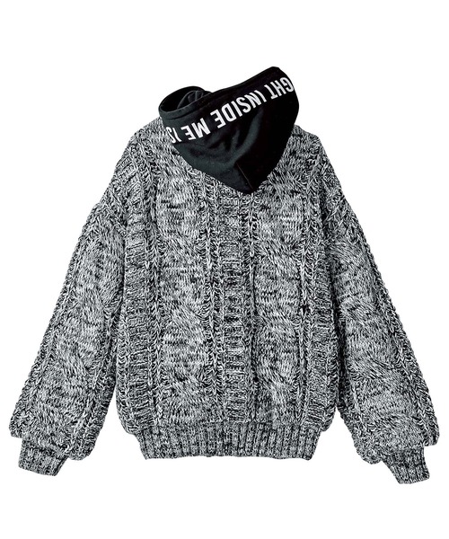 GeeRA(ジーラ)の「ケーブルニット裏毛フードコート(その他アウター・レディース・ブラック・MEDIUM/LARGE/X-LARGE)」の3枚目の写真