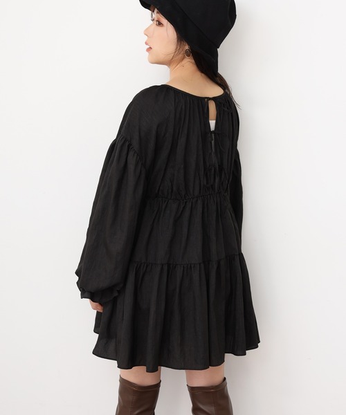 one after another NICE CLAUP（ワンアフターアナザーナイスクラップ）の「前後２Wayティアードチュニックワンピース（チュニック・レディース・アイボリー/ブラック/ブラウン・FREE）」の3枚目の写真