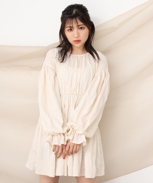one after another NICE CLAUP（ワンアフターアナザーナイスクラップ）の「前後２Wayティアードチュニックワンピース（チュニック・レディース・アイボリー/ブラック/ブラウン・FREE）」の7枚目の写真