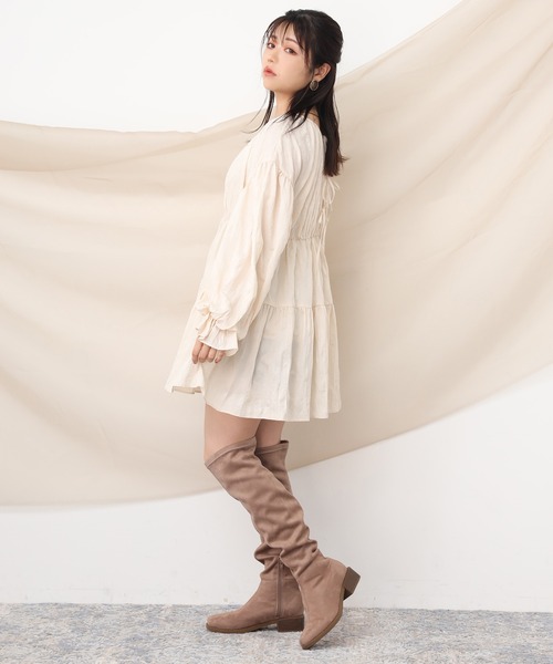 one after another NICE CLAUP（ワンアフターアナザーナイスクラップ）の「前後２Wayティアードチュニックワンピース（チュニック・レディース・アイボリー/ブラック/ブラウン・FREE）」の9枚目の写真