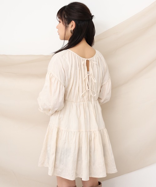 one after another NICE CLAUP（ワンアフターアナザーナイスクラップ）の「前後２Wayティアードチュニックワンピース（チュニック・レディース・アイボリー/ブラック/ブラウン・FREE）」の19枚目の写真