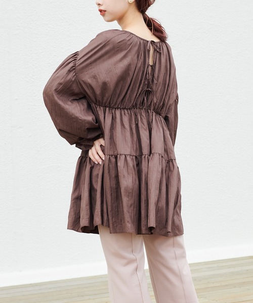 one after another NICE CLAUP（ワンアフターアナザーナイスクラップ）の「前後２Wayティアードチュニックワンピース（チュニック・レディース・アイボリー/ブラック/ブラウン・FREE）」の21枚目の写真
