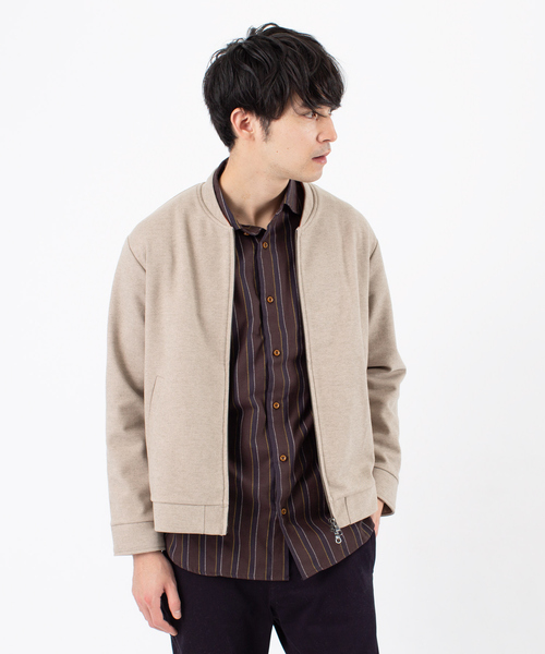 ABAHOUSE（アバハウス）の「ストレッチ メルトン Wzip ブルゾン（ブルゾン・メンズ・グレイッシュベージュ/チャコールグレー/オレンジ/グリーン・48/46/44）」の4枚目の写真