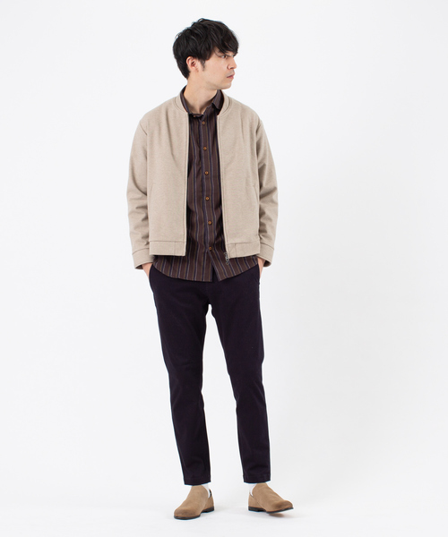 ABAHOUSE（アバハウス）の「ストレッチ メルトン Wzip ブルゾン（ブルゾン・メンズ・グレイッシュベージュ/チャコールグレー/オレンジ/グリーン・48/46/44）」の5枚目の写真