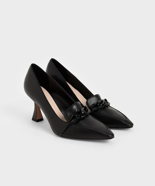 CHARLES & KEITH(チャールズ & キース)の「チェーンエンベリッシュド ローファーパンプス / Chain-Embellished Loafer Pumps(ローファー・レディース・ブラック/ライトベージュ/レンガ・22.5cm/23cm/23.5cm/24.5cm/25cm/25.5cm/22cm)」の4枚目の写真