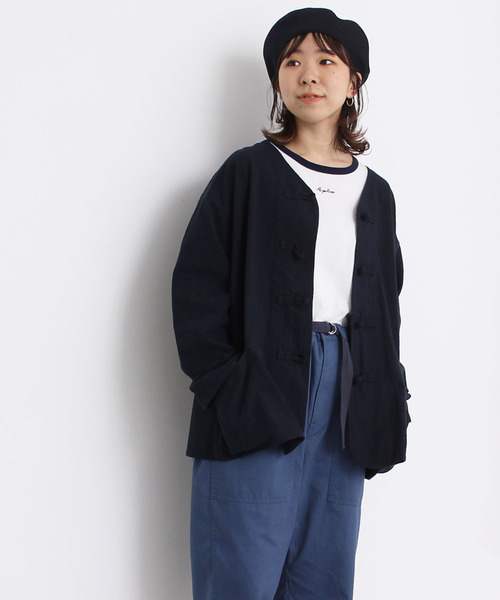 PAR ICI（パーリッシィ）の「シボコットン チャイナボタン