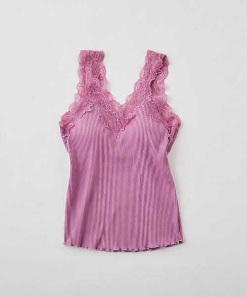 Chico（チコ）の「【SALON by Chico限定】レピュールテレコレースタンク（タンクトップ・レディース・アイボリー/ブラック/ライトグレー/ミント/ピンク・FREE）」の5枚目の写真