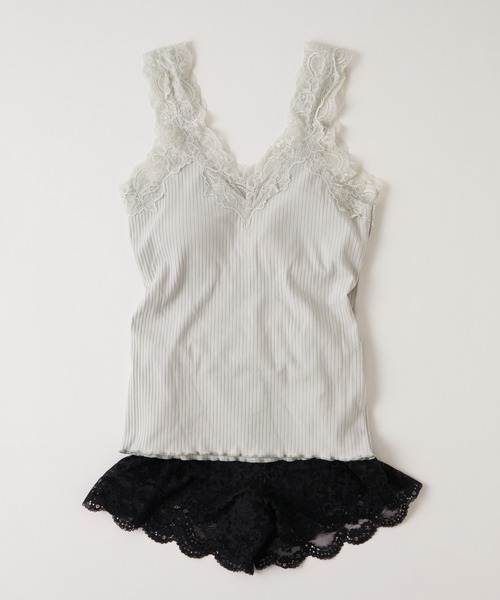 Chico（チコ）の「【SALON by Chico限定】レピュールテレコレースタンク（タンクトップ・レディース・アイボリー/ブラック/ライトグレー/ミント/ピンク・FREE）」の8枚目の写真