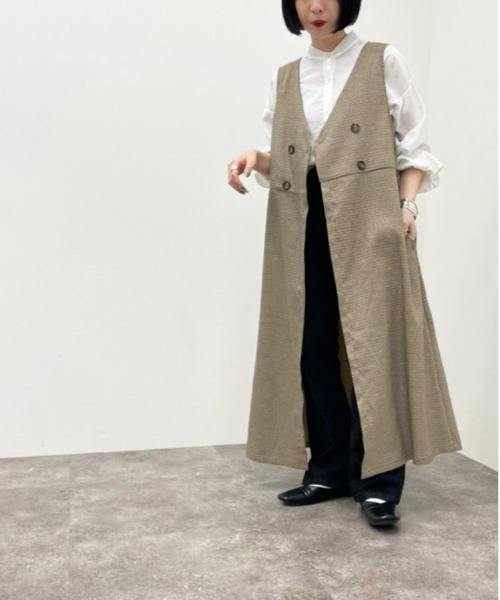 apres jour mignon（アプレジュールミニョン）の「2ＷＡＹチェックジレ【ZOZOTOWN限定アイテム】（ベスト・レディース・ブラウン系その他・フリー/X-LARGE）」の2枚目の写真