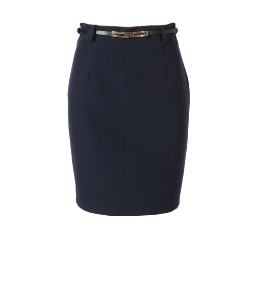anuan ベルト付きタイトスカート ネイビー 選べるショート丈・ミディアム丈 ベルト付きタイトスカート/21066